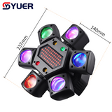 YUER™️12X3W Beam LED+3X3W Spot LED RGBW 4IN1 6 Head Moving Head Light With RG Laser +Strobe Effect Remote Control DMX Stage Lighting for Disco Music Bar Party