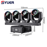 YUER™️ NEW 12X10W 4 Head Moving Head Beam Light With LED Ring 2X100mw Red+2X50mw Green Lasers Effect DMX512 For DJ Disco Party Stage Effect Lighting Night Club Bar Light
