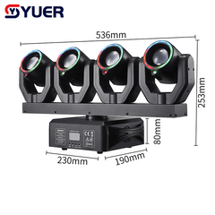YUER™️ NUEVO Cabezal Móvil de Haz de 4 Cabezas de 12x10W con Anillo LED 2 Láseres Rojos de 100mw + 2 Láseres Verdes de 50mw Efecto DMX512 para DJ Disco Fiesta Iluminación de Efecto Escénico Club Nocturno Bar