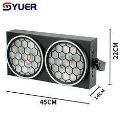 YUER™️NEW LED 2Eyes 2x100W COB Blinder Light With Ring +48X0.2W RGB Voice Control DMX512 For DJ Disco Party Stage Effect Lighting Night Club Bar Light