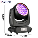 YUER™️Mini Waterproof IP65 19X40W RGBW 4IN1 Moving Head Light With Ring Beam Wash Zoom RDM DMX512 For DJ Bar Wedding Stage Party