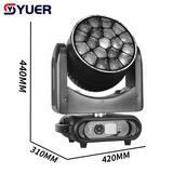 YUER™️LED 19X15W RGBW 4IN1 Bee Eye Moving Head Light With Ring Spot Wash Zoom Voice Control RDM DMX512 For DJ Disco Stage Wedding Party Bar