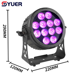 YUER™️ Luz LED Par a batería impermeable IP66 12X18W RGBWA+UV 6EN1 con WIFI, control maestro-esclavo e inalámbrico DMX512 para equipos de DJ, iluminación de efectos de escenario