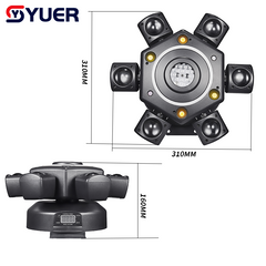YUER™️ LED 6X10W RGBW 4EN1 Luz de cabeza móvil de 6 cabezales con láser RG y luz estroboscópica DMX512 para escenarios, luz de haz giratoria para fiestas en discotecas o bares