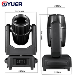YUER™️ Lyre à tête mobile étanche IP66 en fonte d'aluminium 380 W BEAM, 8+16+24 prismes en nid d'abeille +16 doubles prismes +arc-en-ciel +effet d'atomisation DMX512 pour éclairage de scène, effets lumineux, discothèque, DJ, bar