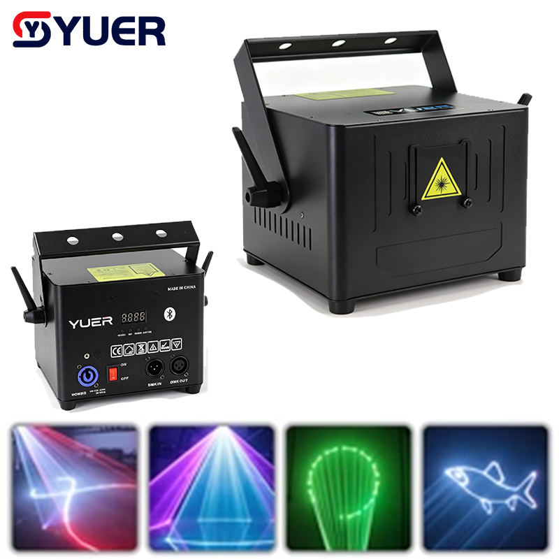 YUER™️ 3W 5W 6W RGB Animaiton Laser Light With Bluetooth APP Control Pattern Stage Lights DMX512 16CH For DJ Disco Wedding Bar Stage Effect