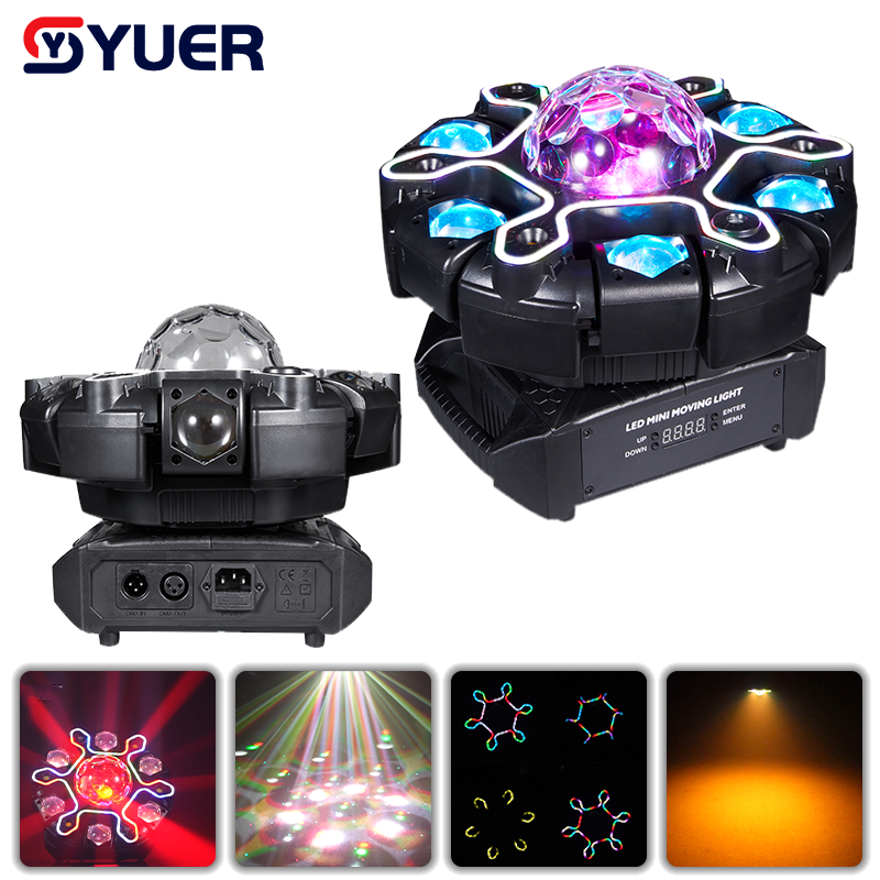 YUER™ 6x10w RGBW Beam Boule Magique 6 Bras Super Donkey Kong Effet Tête Mobile Lumière Avec Bandes Lumineuses Irisées Stroboscope Blanc/Or Effet Laser RG DMX512 Contrôle Sonore Pour DJ Disco Bar KTV