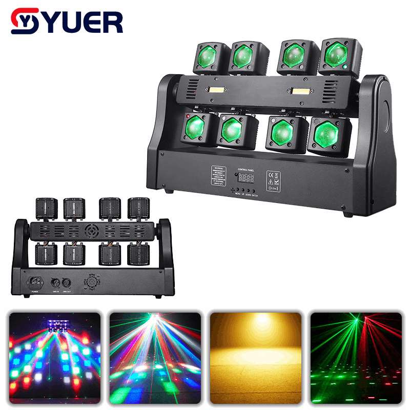 YUER™ 32x3W RGBW 4in1 +2x5w Gold Strobe +RG Laser 8 Arm Moving Head Light Beam Laser Strobe Effect DMX512 Sound Control For DJ Disco Party Bar Club Wedding Stage Effect Lighting