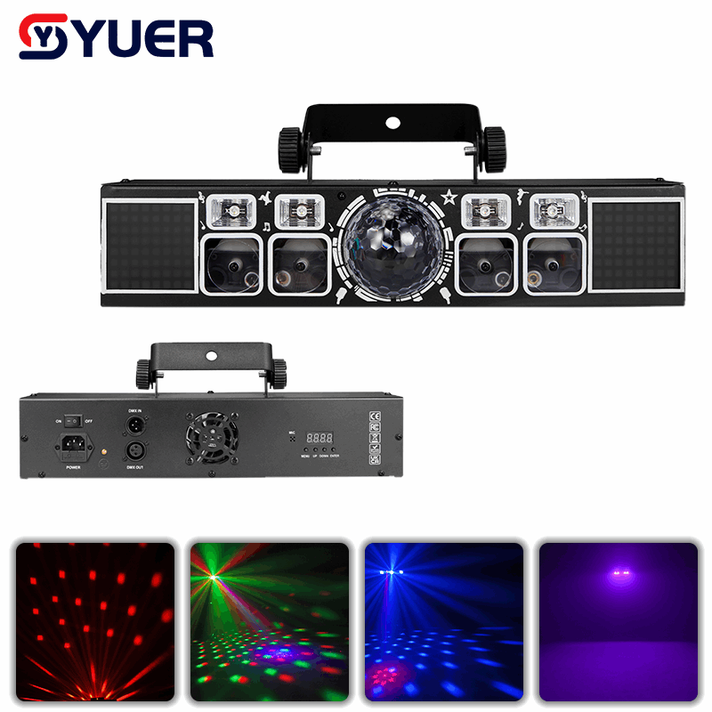 YUER™ 3x3W RGB +4Pcs 3x3W White/UV +64x0.3W 5050 LED Bracket Light Wash Magic Ball Effect DMX512 Remote Control For DJ Disco Party Bar Club Wedding Stage Lighting