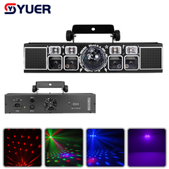 YUER™ 3x3W RGB +4Pcs 3x3W White/UV +64x0.3W 5050 LED Bracket Light Wash Magic Ball Effect DMX512 Remote Control For DJ Disco Party Bar Club Wedding Stage Lighting