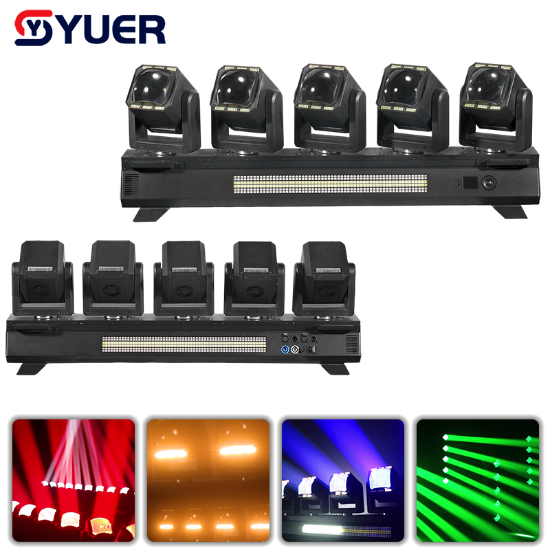 YUER™️LED 5X80W RGBW 4IN1 Projecteur de Faisceau à Tête Mobile Sans Électrode Avec Effet Stroboscopique 180X3W Blanc Chaud+180X3W Blanc RDM DMX512 Pour DJ Discothèque Fête Mariage
