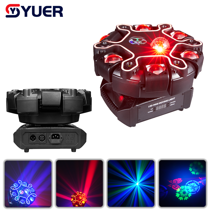 YUER™ 7x10W RGBW +3X3W +4x10W Gold/White Strobe 6 Arm Moving Head Light With Ring Wash Laser Strobe Effect DMX512 Sound Control For DJ Disco Wedding Event Party Bar Club