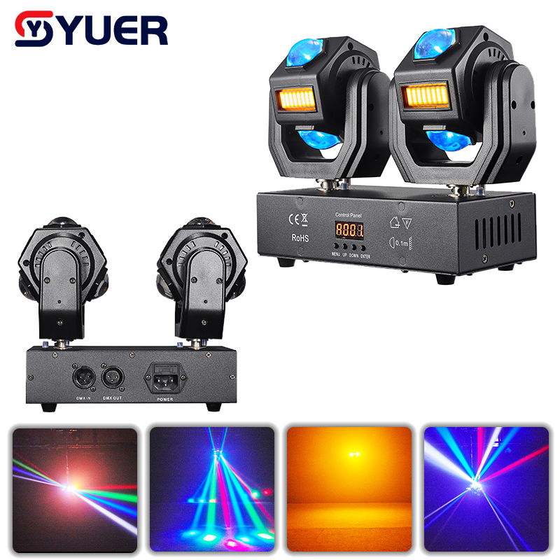 YUER™ 6x10W Gold Strobe +24x3W 2 Head Moving Head Light Strobe Effect DMX512 Remote Control For DJ Disco Wedding Event Party Bar Club