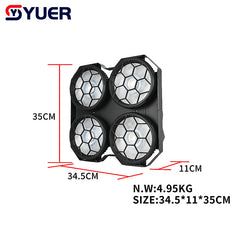 YUER™️ NOUVEAU Projecteur stroboscopique 4 yeux 4X50W blanc froid/chaud COB + RVB pour éclairage de scène DJ, d'audience, effet disco, bar, mariage, soirée