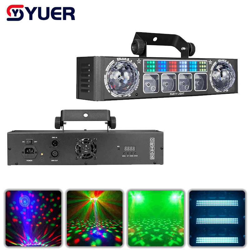 YUER™ 2Pcs 3x3W RGB +78Pcs 5050 LED Bracket Light With RGB Laser Wash Magic Ball Effect DMX512 Remote Control For DJ Disco Party Bar Club Wedding Stage Lighting