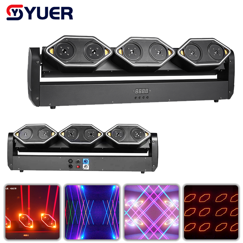YUER™ 6x500mw RGB Swing Laser Light WIth Light Strip Wash Strobe Effect DMX512 RDM For DJ Disco Party Bar Club Wedding Stage Effect Lighting