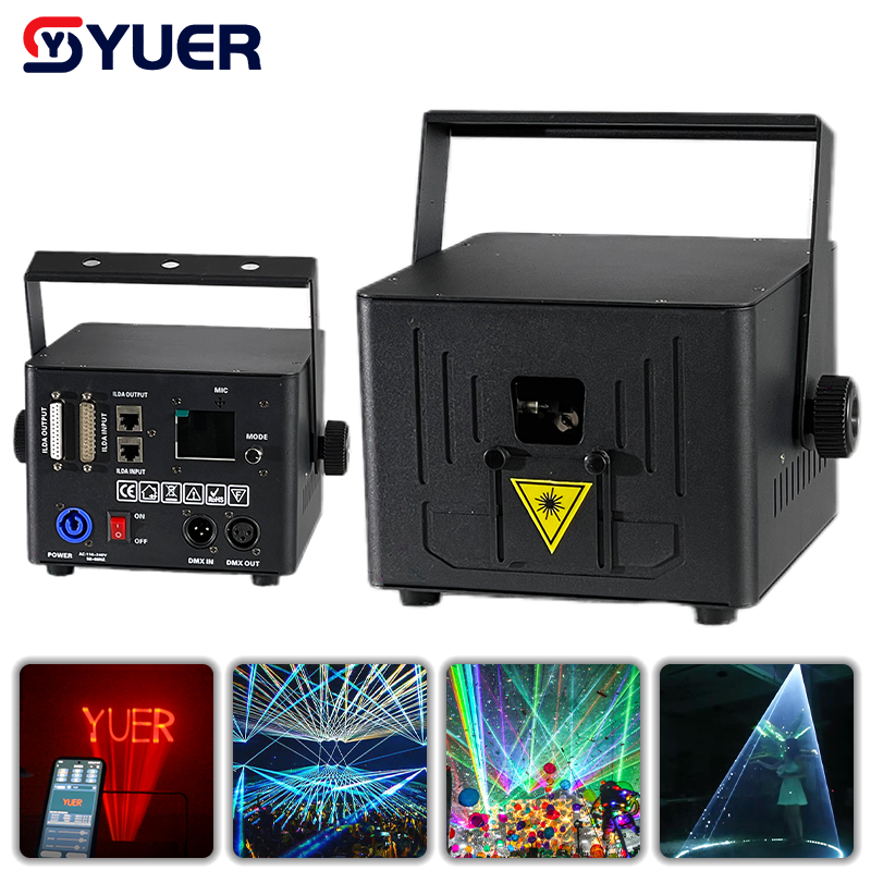 YUER™️ New 5W RGB Animaiton Laser Light With APP Control Beam Pattern Stage Lights DMX512 16CH DJ Disco Wedding Bar Stage Effect