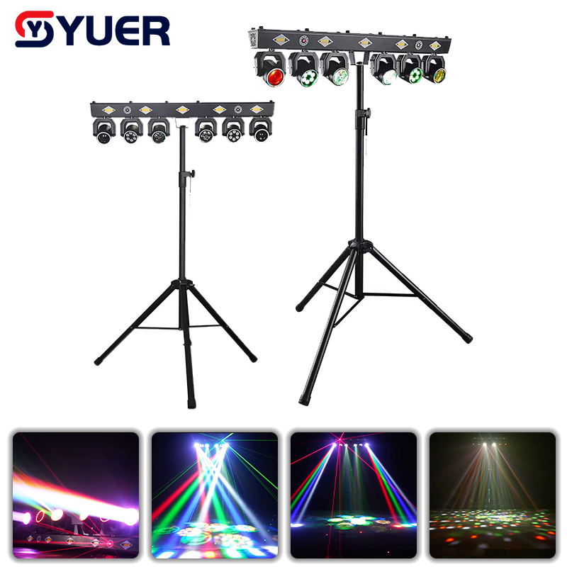 YUER™ 14x3W +12x4W RGBW +5x10W Gold Strobe Mini 6 Head Moving Head Rack Light With RG Laser Beam Bee Eye Wash 14pcs iridescent light strips Effect DMX512 For DJ Disco Party Bar Club Wedding Stage Lighting